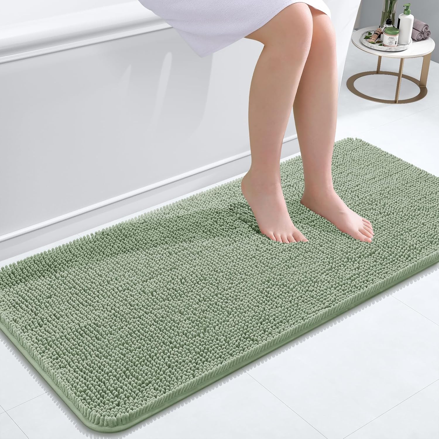 OLANLY Bathroom Runner Rugs 47x20, Extra Soft Absorbent Chenille Bath Rugs
