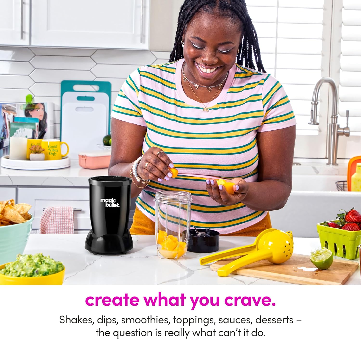 magic bullet Blender Set, 7-Piece Set, 250W Blender and Food Processor, 2 Blending Cups, Cross Blade, Compact Design, Smoothies, Sauces, Silver, MBR-0701AK