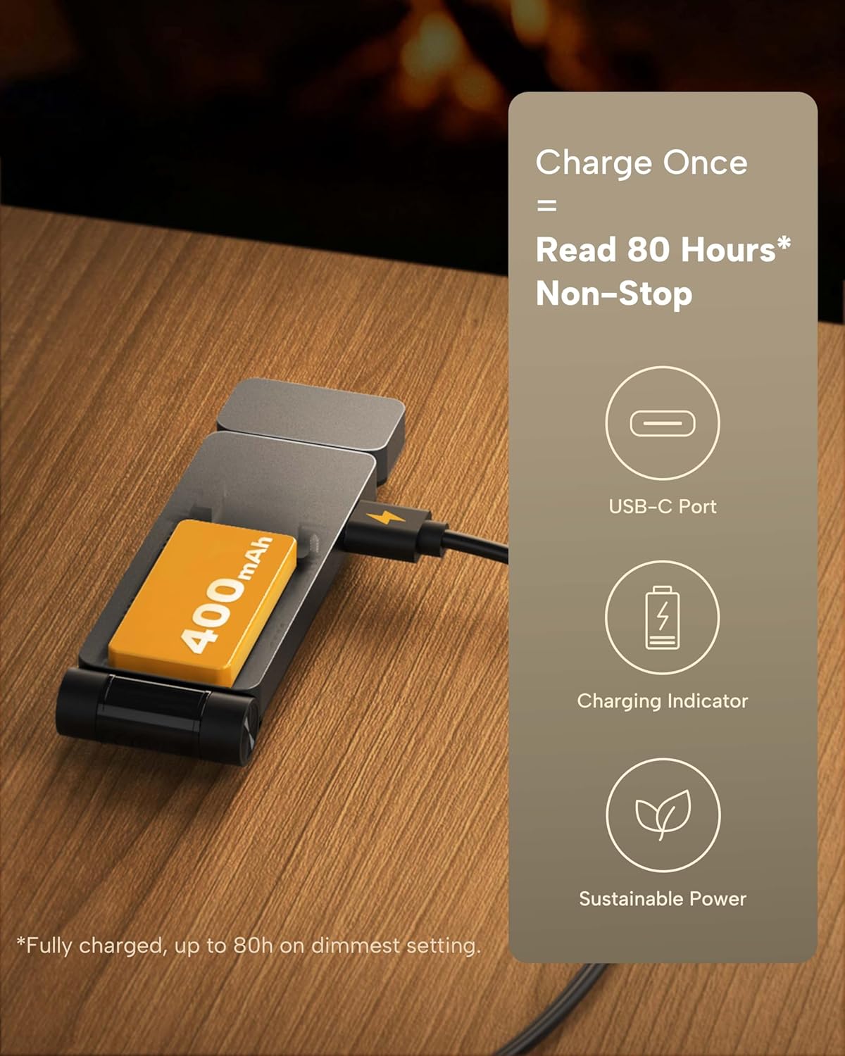 86lux Book Light, Rechargeable Clip-On LED Reading Light for Bed