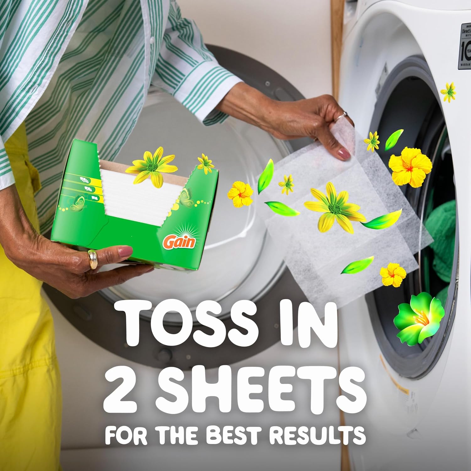 Gain dryer sheets Plus Wrinkle Release, Original Scent, 120 Count, Fights static with a touch of scent, laundry sheets