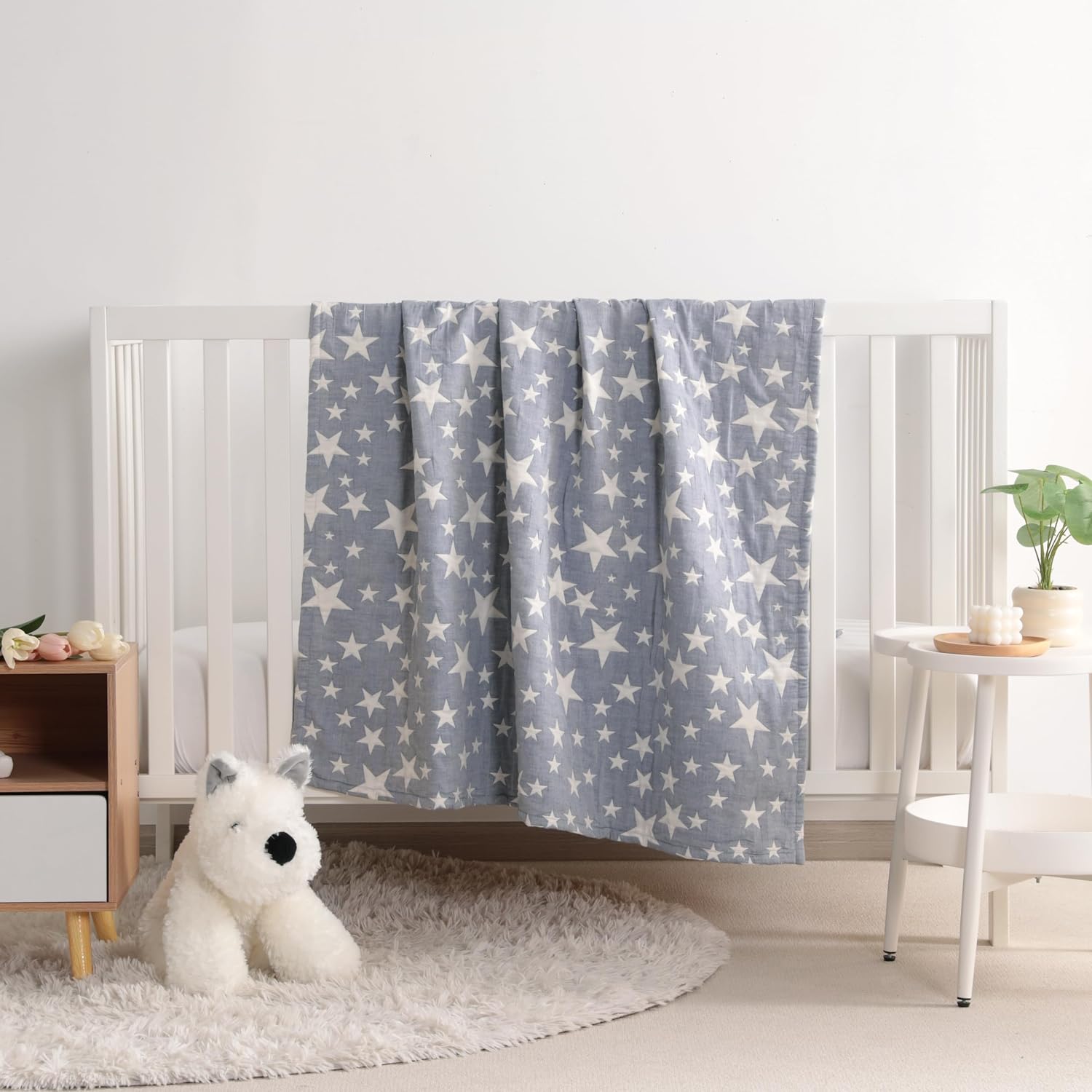 NTBAY 3 Layer Muslin Toddler Blanket, 30 x 40, Blue