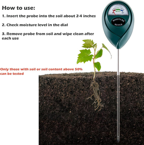 Tennedriv Green Long Probe Soil Moisture Meter for Outdoor Plants, Plant Water Meter for Outdoor Plants,Plant Moisture Meter for Indoor Plants and Outdoor Plants, No Batteries Required