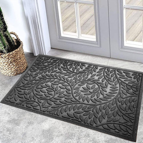 Bulijojo Front Door Mat Entrance,Durable Heavy Duty Welcome Mat,Thick Absorbent Natural Rubber Non Slip Mat,Sturdy Entryway Grey 23"x35"