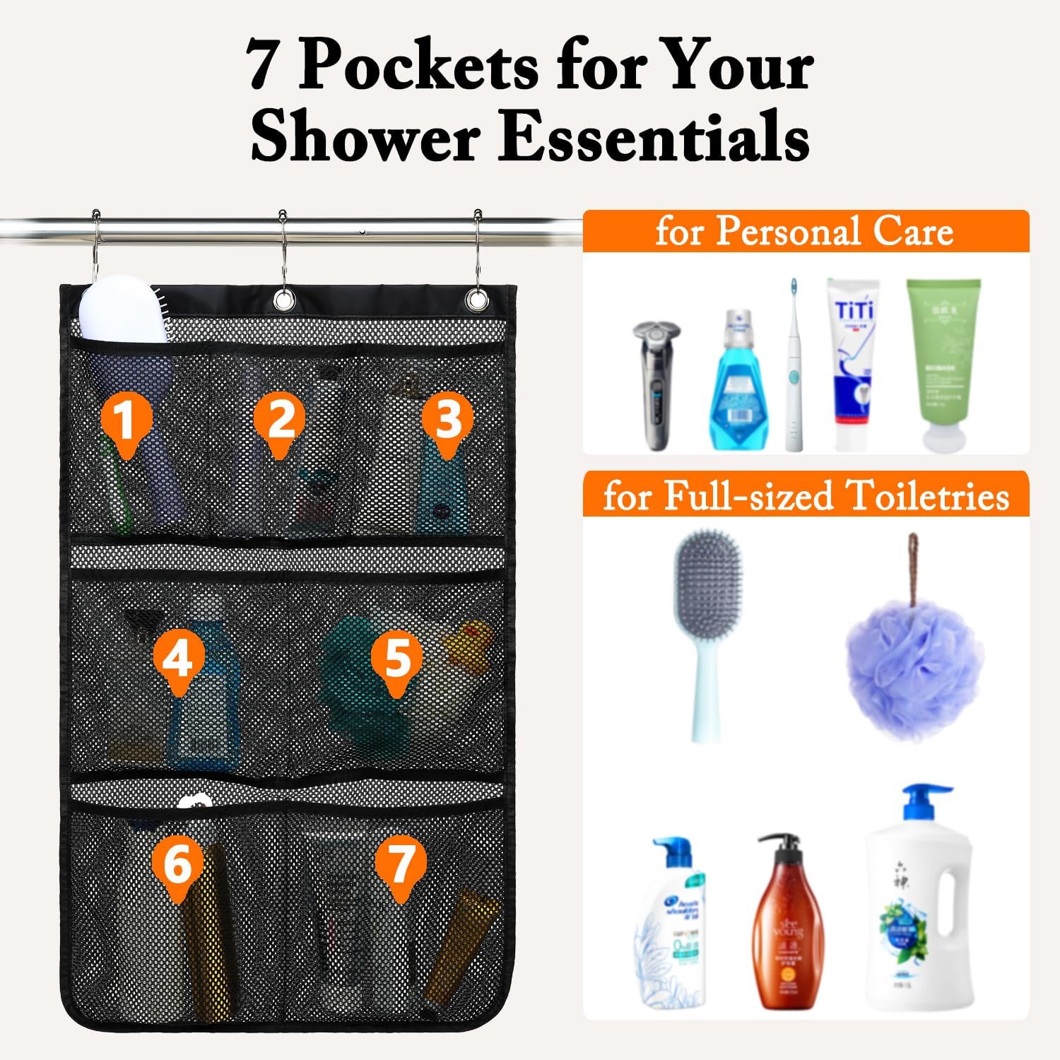 Fammart Mesh Shower Caddy Hanging, 2 Pack Mesh Shower Organizer