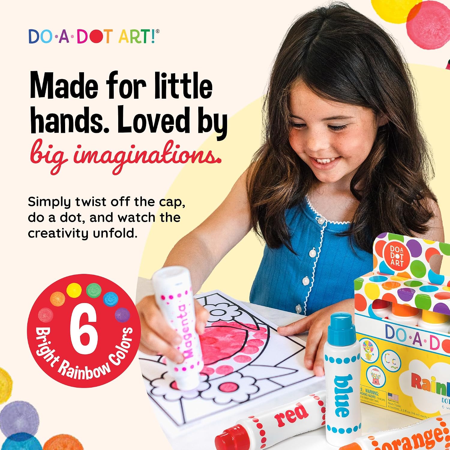 Do A Dot Art! Markers 6-Pack Rainbow Washable Paint Markers