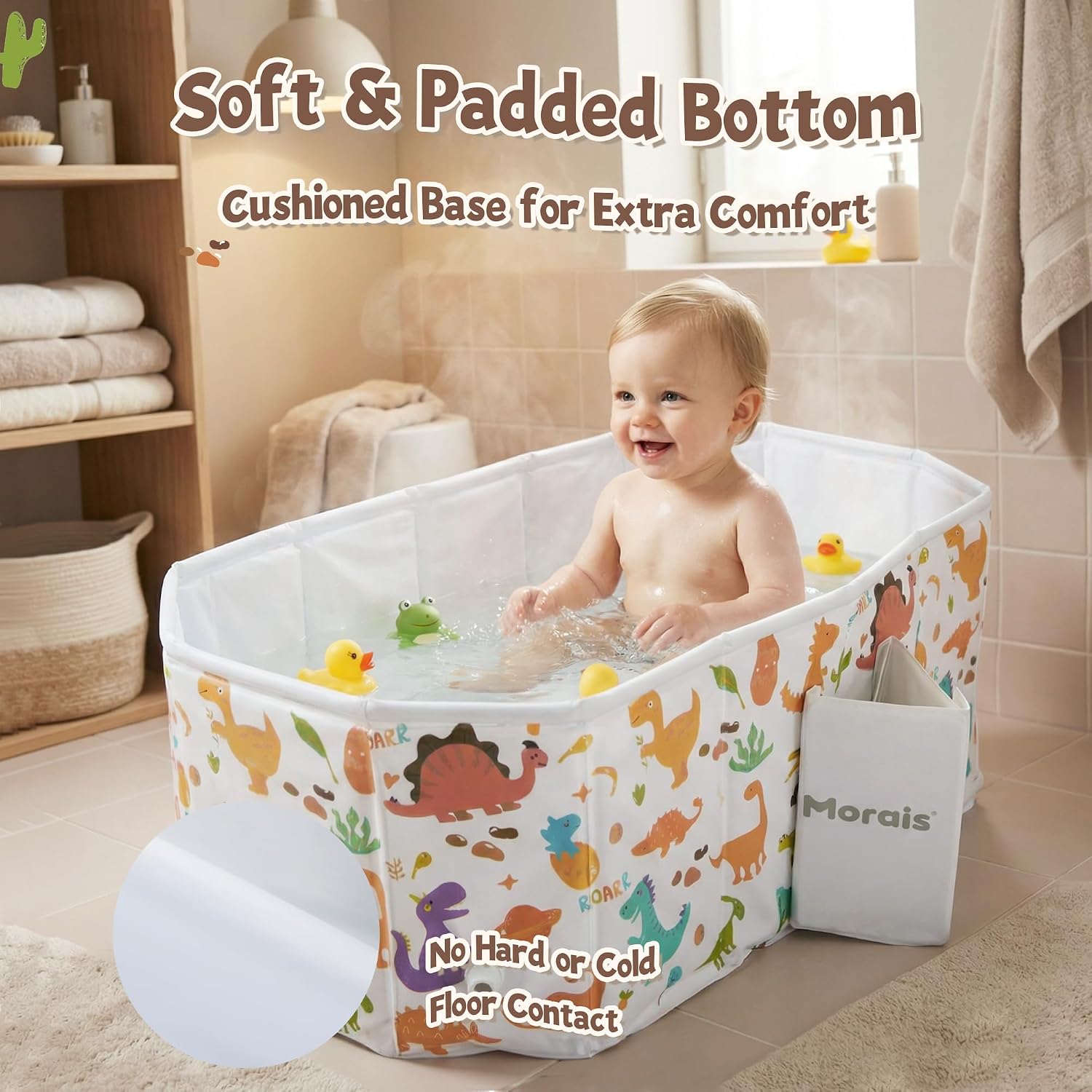 MORAIS Collapsible Baby Bathtub, Toddler Bathtub for Shower