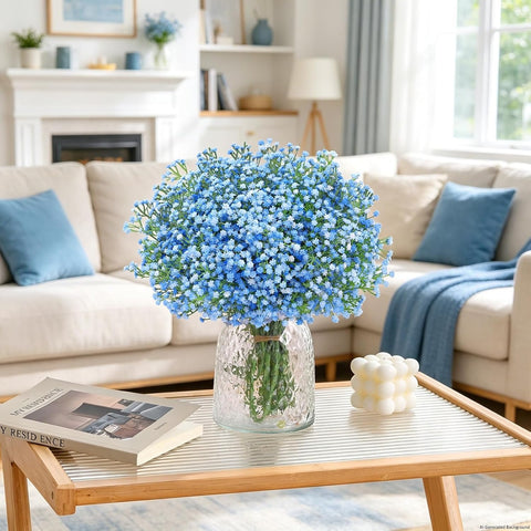 Yastouay Babys Breath Artificial Flowers, 6Pcs Fake Babys Breath Flowers Artificial Bulk, Real Touch Faux Babies Breath Gypsophila Bouquet for Wedding Centerpiece Floral Arrangement Party Decor