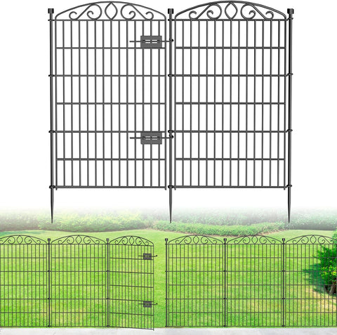 6 Panel No Dig Decorative Garden Fence with Gate 42" H x 13'L for Pets
