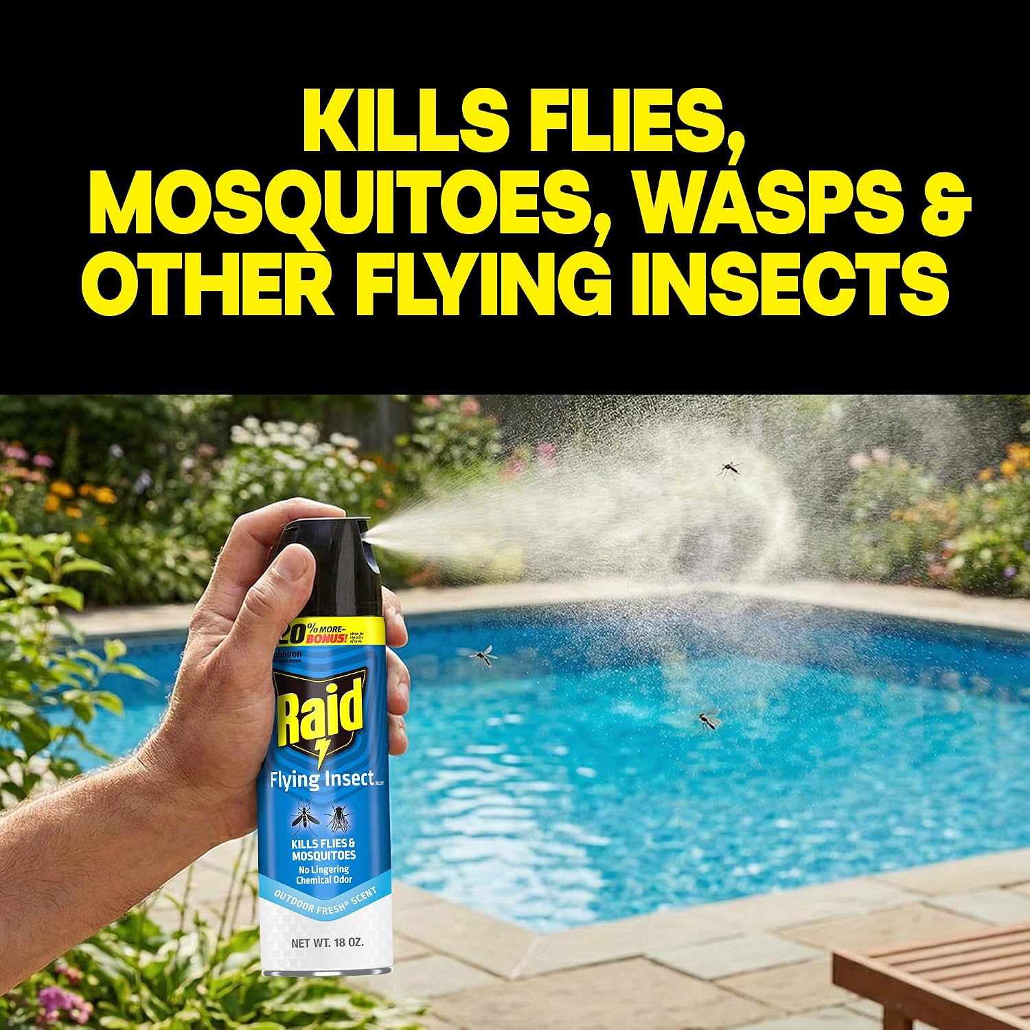 Raid Flying Insect Killer, Bug Spray For Indoor & Outdoor Use, 18 oz