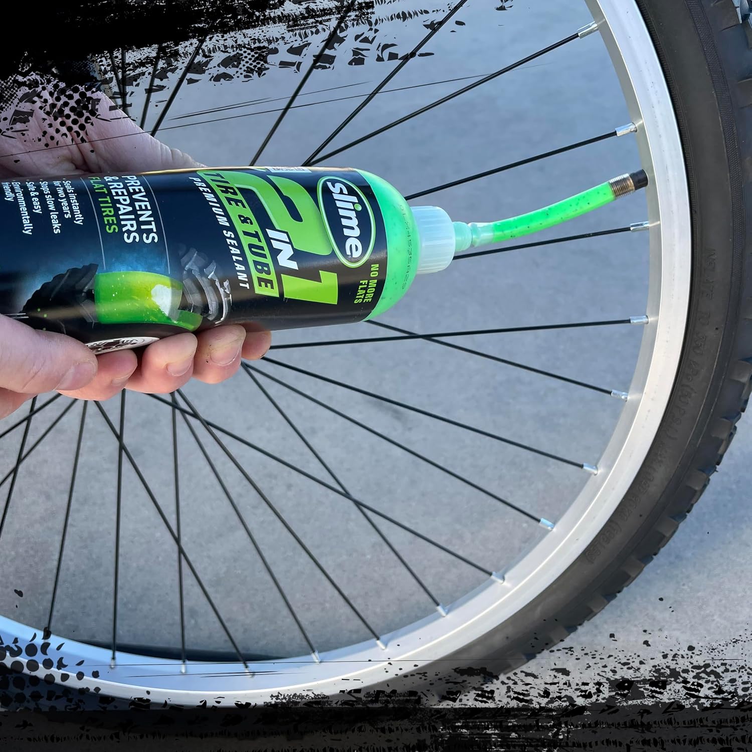 Slime 10193 Tire and Tube Sealant Puncture Repair Sealant, 2-in-1, Premium, Prevent and Repair, Suitable for Non-Highway Tires and Tubes, Non-Toxic, Eco-Friendly, 16oz Bottle
