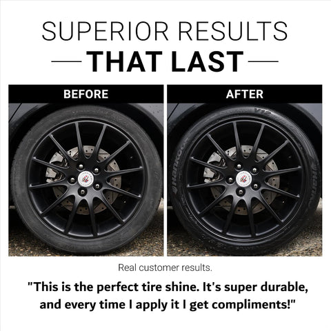 CAR GUYS Tire Shine Spray - The Perfect Deep Black Shine - Long Lasting Car Tire Dressing - No Sling & Dry to Touch - 18 Oz Kit with Applicator