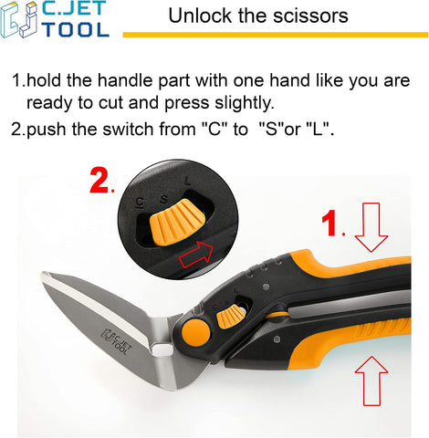 C.JET TOOL 10" Heavy Duty Scissors - Carpet Cutter, Industrial Multipurpose Tool for Cardboard, Leather, Pruning, Gardening - Professional Soft Grip Stainless Steel (Orange)