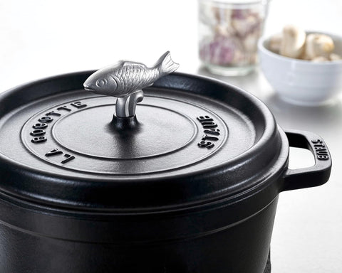 STAUB Cast Iron Animal Stainless Steel Knob, Fish