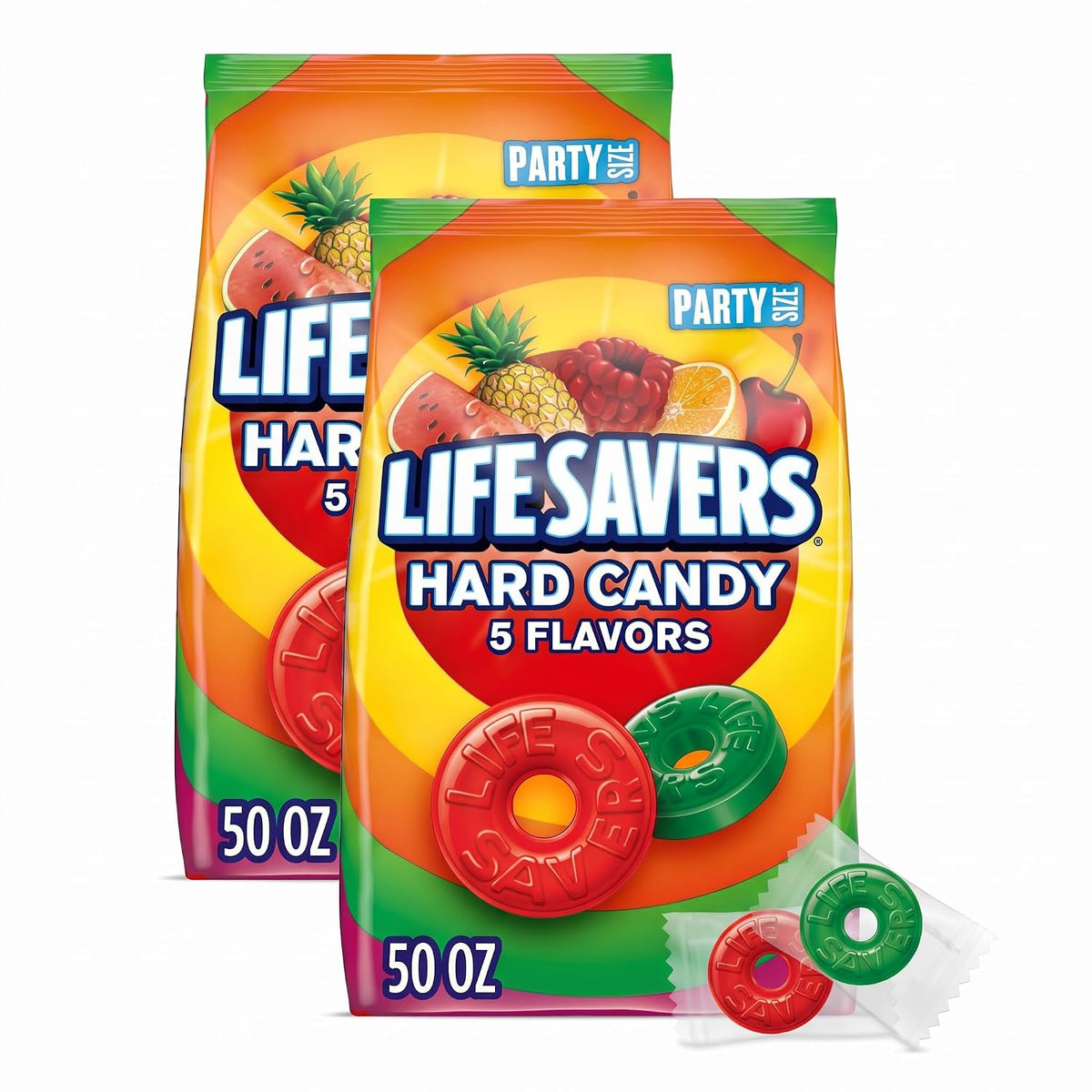 LIFE SAVERS 5 Flavors Hard Candy, Party Size, 50 oz Bag (Pack of 2)