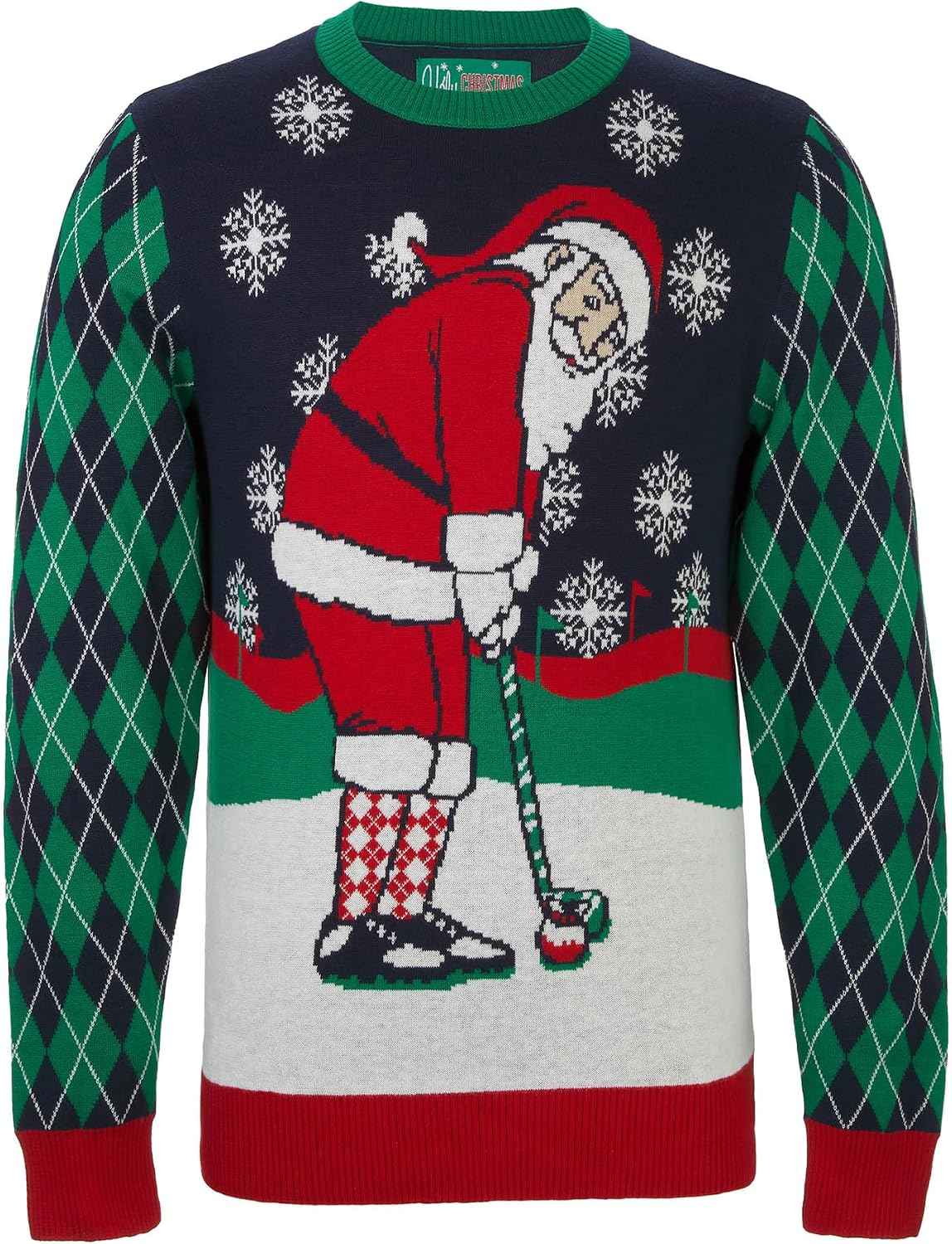 The Ugly Sweater Co. Mens Sports Golf Sports Ugly Christmas Sweater for Holiday Fun Design, Snug Fit Breathable Crewneck