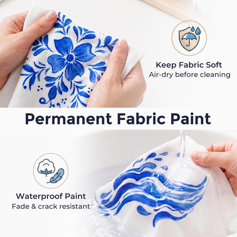 Nicpro Blue Fabric Paint with Pump, 33.8 fl oz (1000 ml) Large Fabric Paint for Clothes Permanent, Rich Pigment Non-Toxic Soft Clothing Paint for DIY T-shirts Jeans Crafts, Refresh Furniture