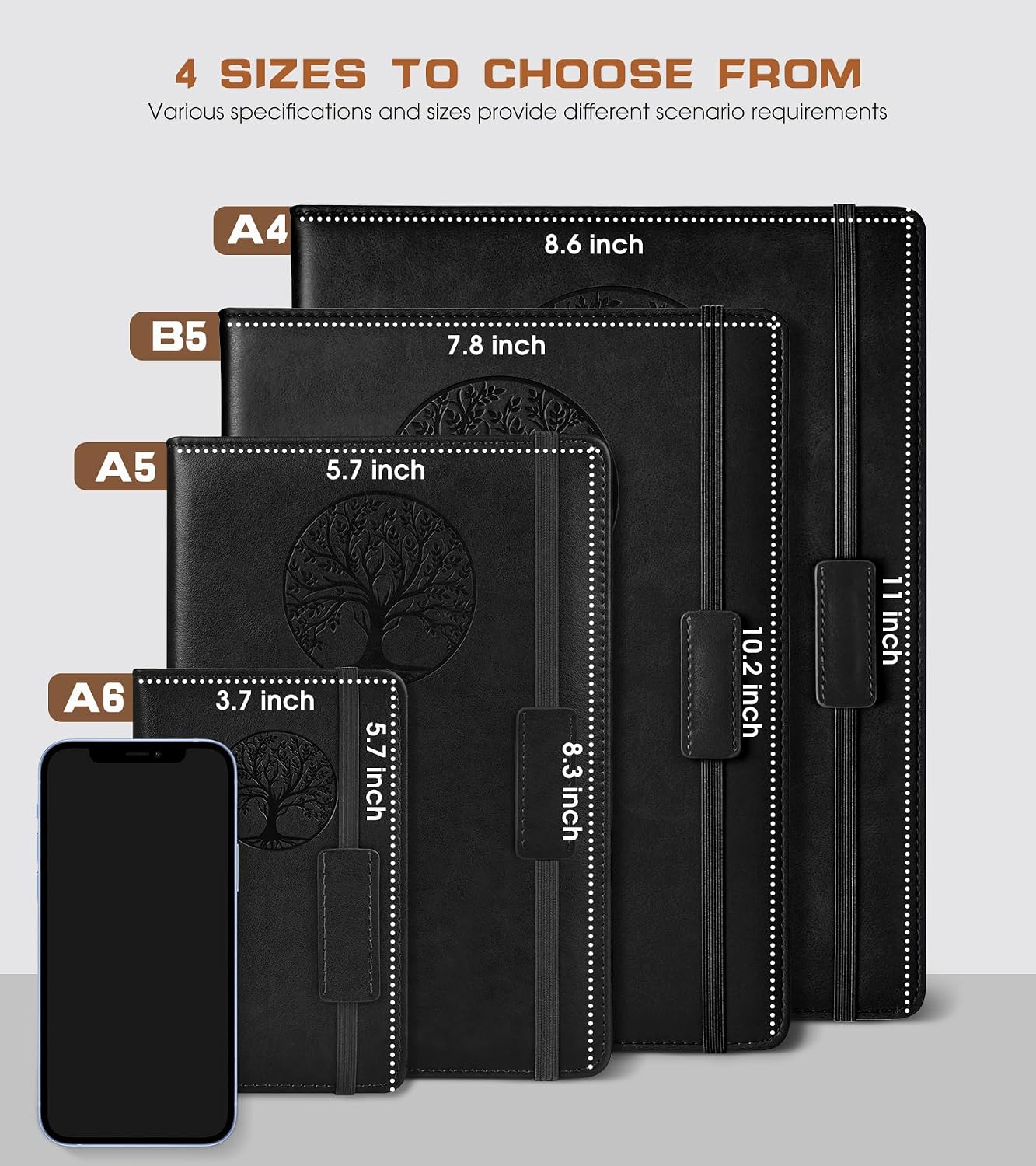 Biuwory Leather Journal Notebook,256 Thick Lined Pages,Hardcover 5.7"×8.3"