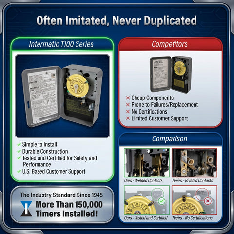 Intermatic T104M 24-Hour Mechanical Timer Mechanism, 208-277V DPST