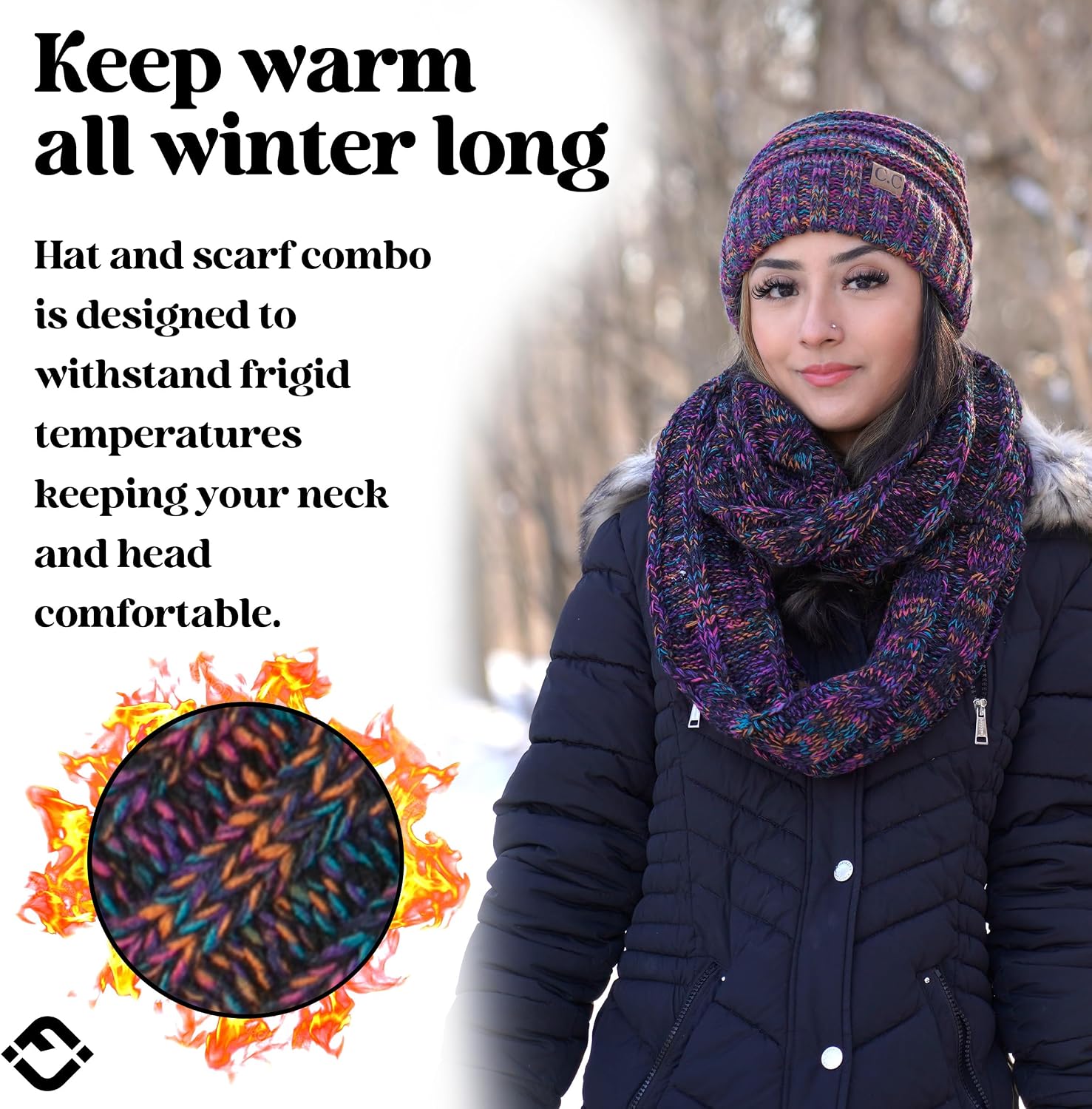 Funky Junque Slouchy Beanie & Infinity Scarf Gift Set – Matching Winter Accessories Sets for Women, Oversized Hat and Scarves