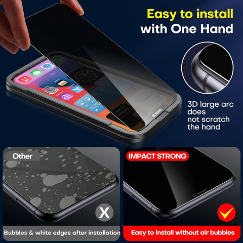 ImpactStrong Anti-Spy Privacy Screen Protector for iPhone 12 Pro Max (6.7-Inch), 9H Tempered Glass, Shatter-Resistant, Anti-Scratch, Easy Install Kit, Case Friendly, 2-Pack