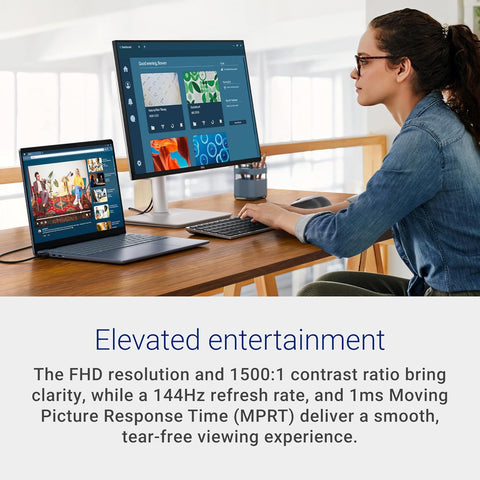Dell 24 Plus Monitor - S2425HSM - 23.8-inch FHD (1920x1080) 144Hz 1ms Display, 2 x 3W Speakers, HDMI Connectivity, Height/Tilt/Pivot/Swivel Adjustability, AMD FreeSync - Ash White