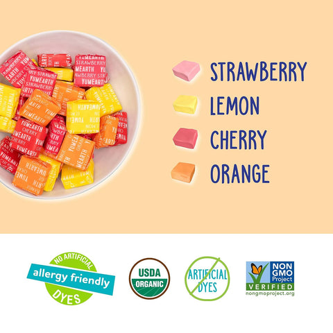 YumEarth Organic Fruit Chews - Fruit Flavored Candy Chews, No Dye, Allergy Friendly, Gluten Free, Non-GMO, Vegan Candy with No Artificial Dyes, 5 ounce (Pack of 6)