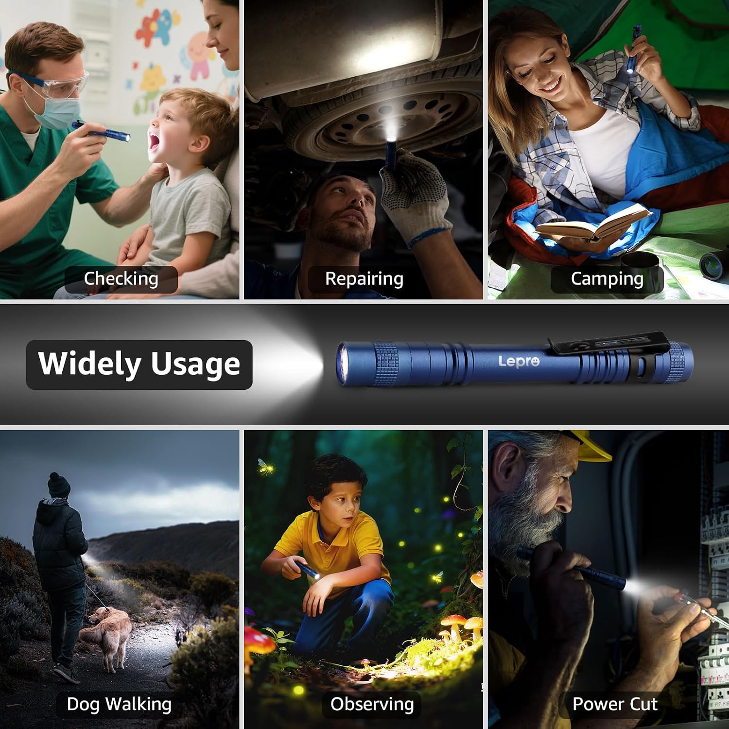 Lepro LED Pen Flashlights, 2 Pack Mini Waterproof with Clip