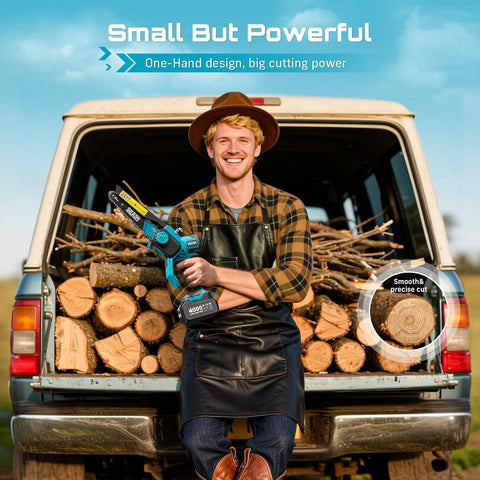SEESII Flagship 8-Inch Cordless Mini Chainsaw, Upgraded Brushless Motor