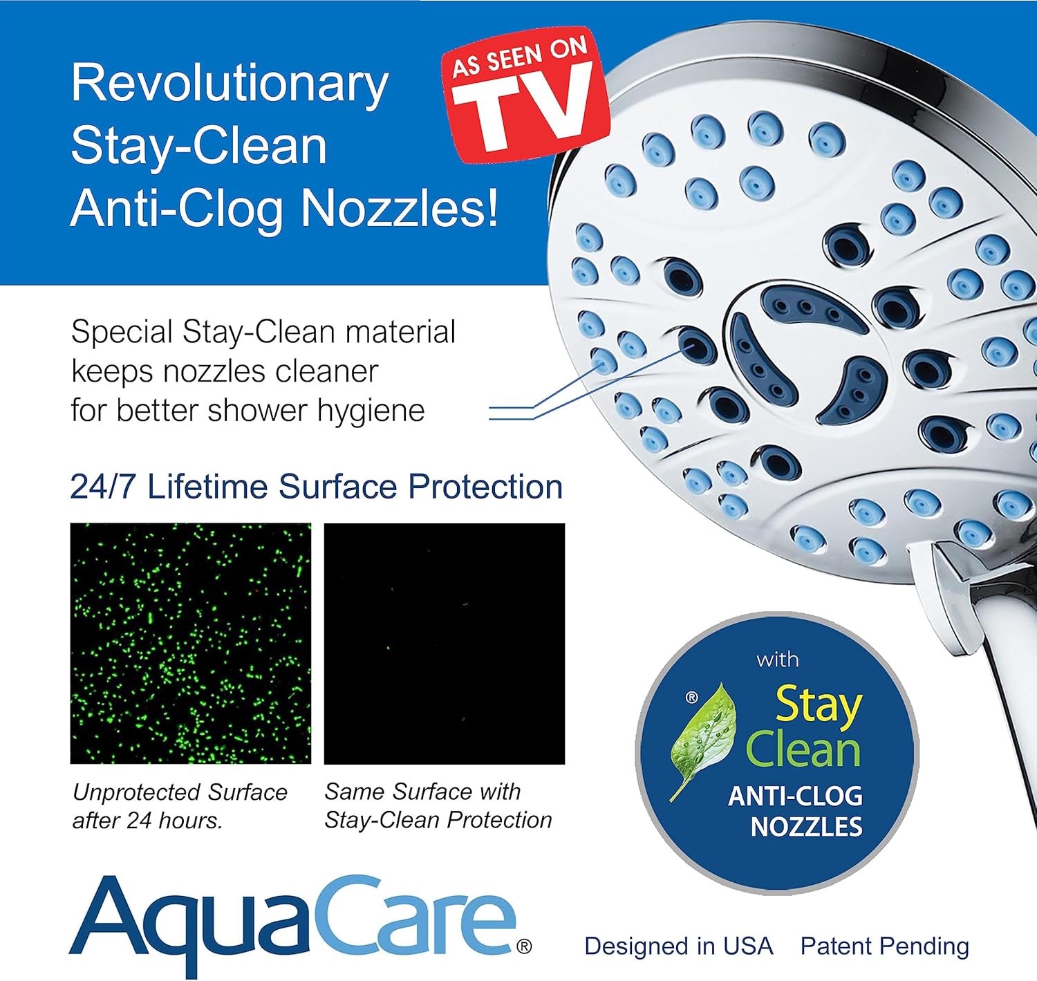 AquaCare 8-mode High Pressure Handheld Shower Head with 2-mode Power Wash