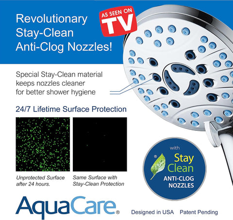 AquaCare 8-mode High Pressure Handheld Shower Head with 2-mode Power Wash