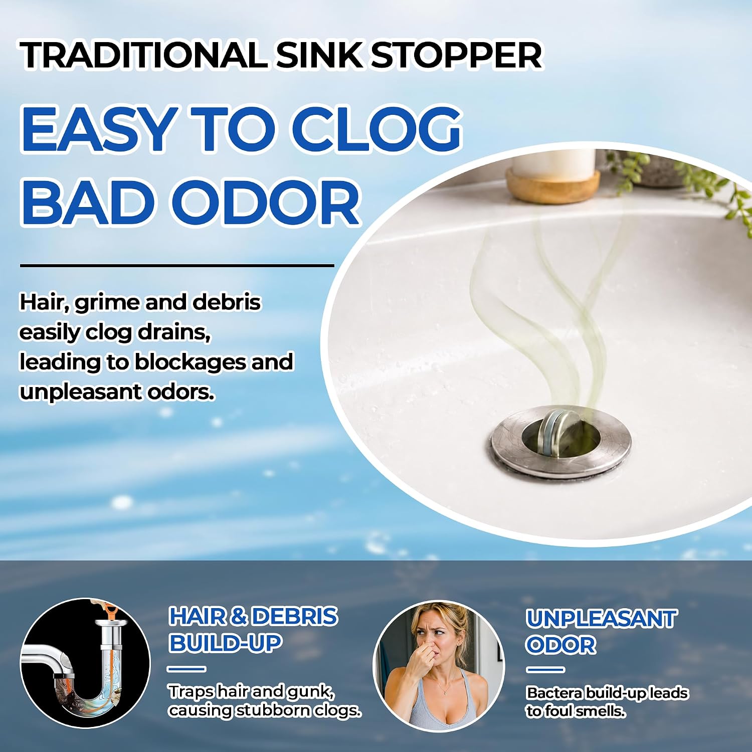 Sink Stopper Hair Catcher, Pop-up Sink Drain Strainer with Removable Stainless Steel Strainer Basket Hair Catcher, Bathroom Sink Strainer for Bathroom Sink Stopper (1PCS)