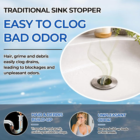Sink Stopper Hair Catcher, Pop-up Sink Drain Strainer with Removable Stainless Steel Strainer Basket Hair Catcher, Bathroom Sink Strainer for Bathroom Sink Stopper (1PCS)