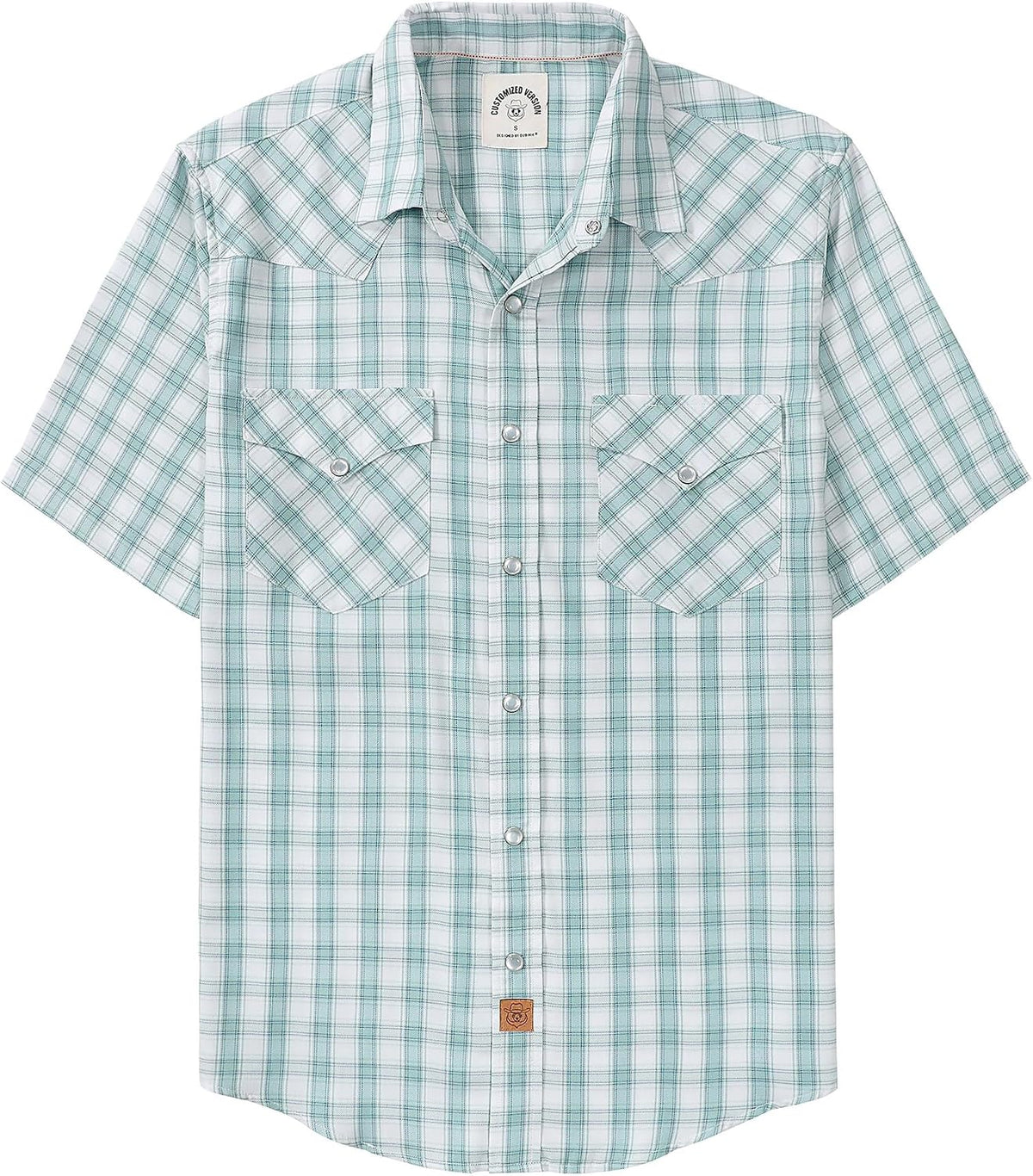Dubinik® Viscose Made from Bamboo Mens Short Sleeve Shirts Plaid Shirt Western Cowboy Pearl Snap Casual Plaid Shirts for Men