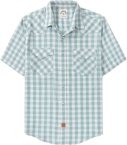 Dubinik® Viscose Made from Bamboo Mens Short Sleeve Shirts Plaid Shirt Western Cowboy Pearl Snap Casual Plaid Shirts for Men