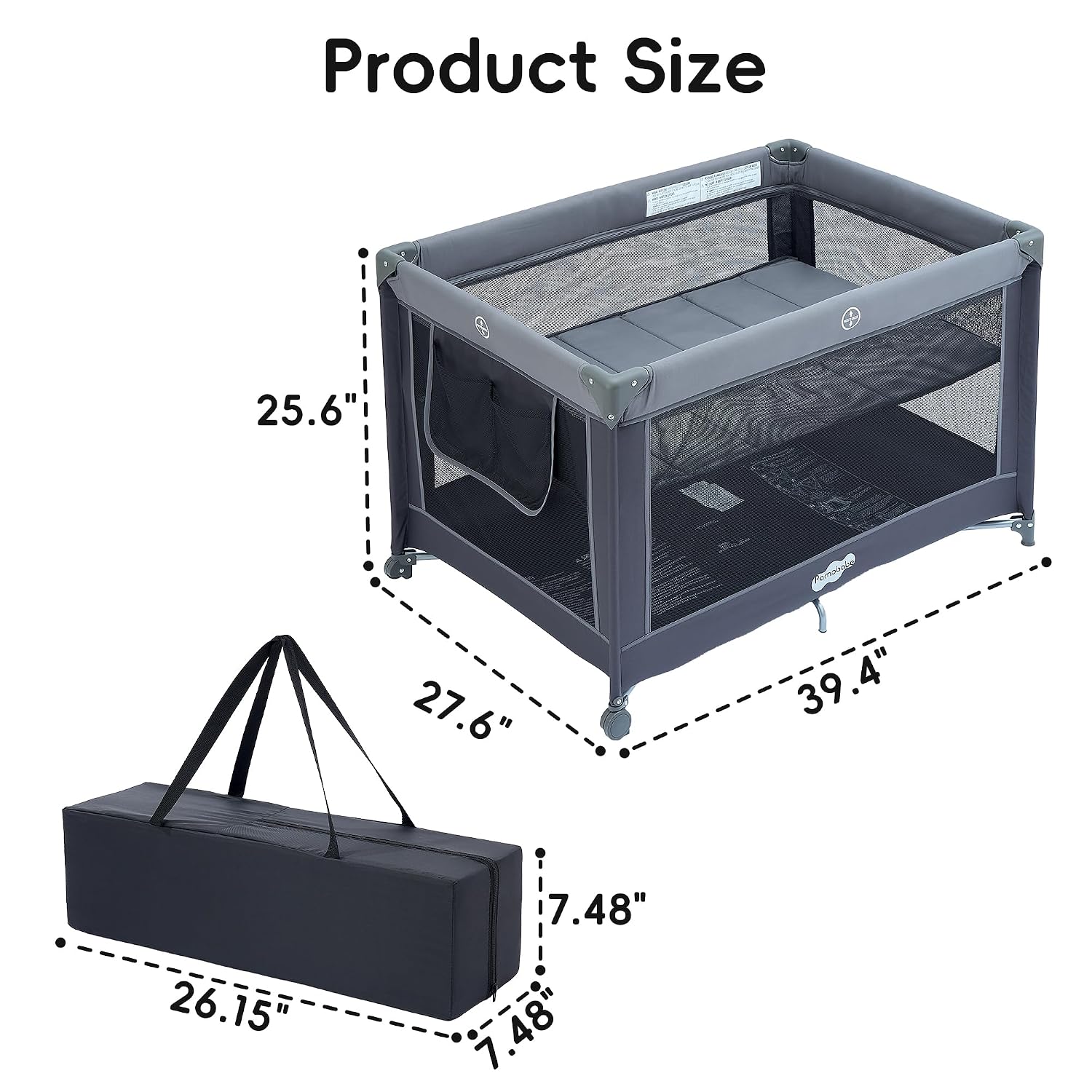Pamo Babe Foldable Portable Baby Playard Crib for Toddlers
