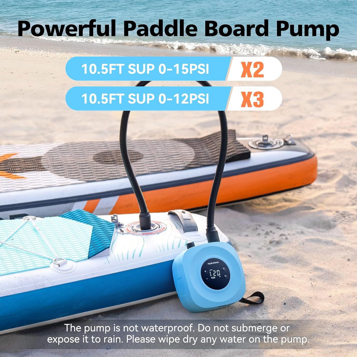 Hydrohero Electric Paddle Board Pump, 20 PSI Rechargeable SUP Pump