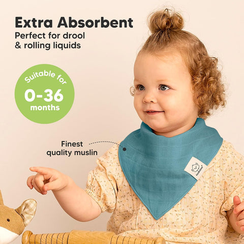 8-Pack Muslin Baby Bibs for Drooling, Teething Bandana Bibs 0-36M (Nimbus)
