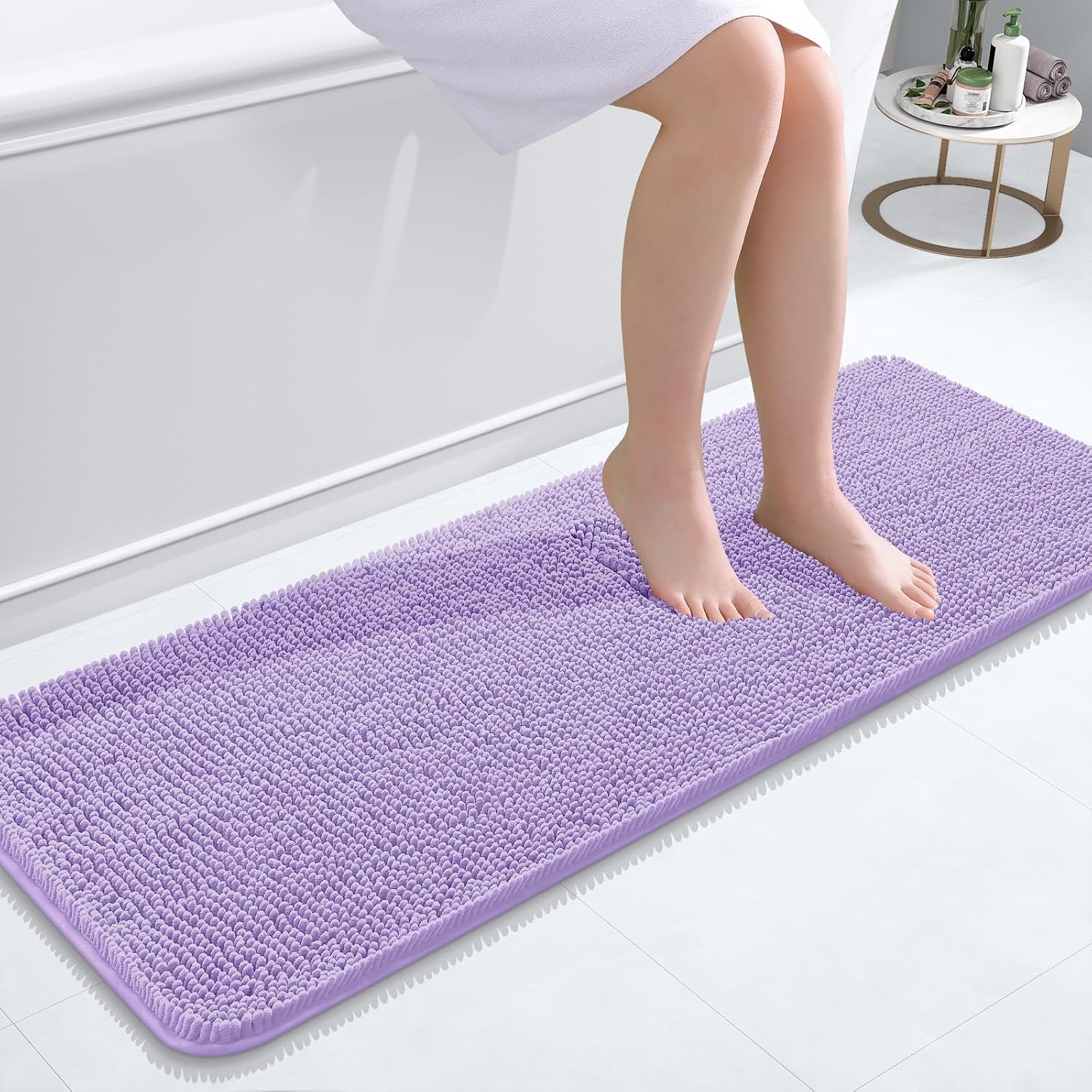OLANLY Bathroom Runner Rugs 47x17, Extra Soft Absorbent Chenille Bath Rugs
