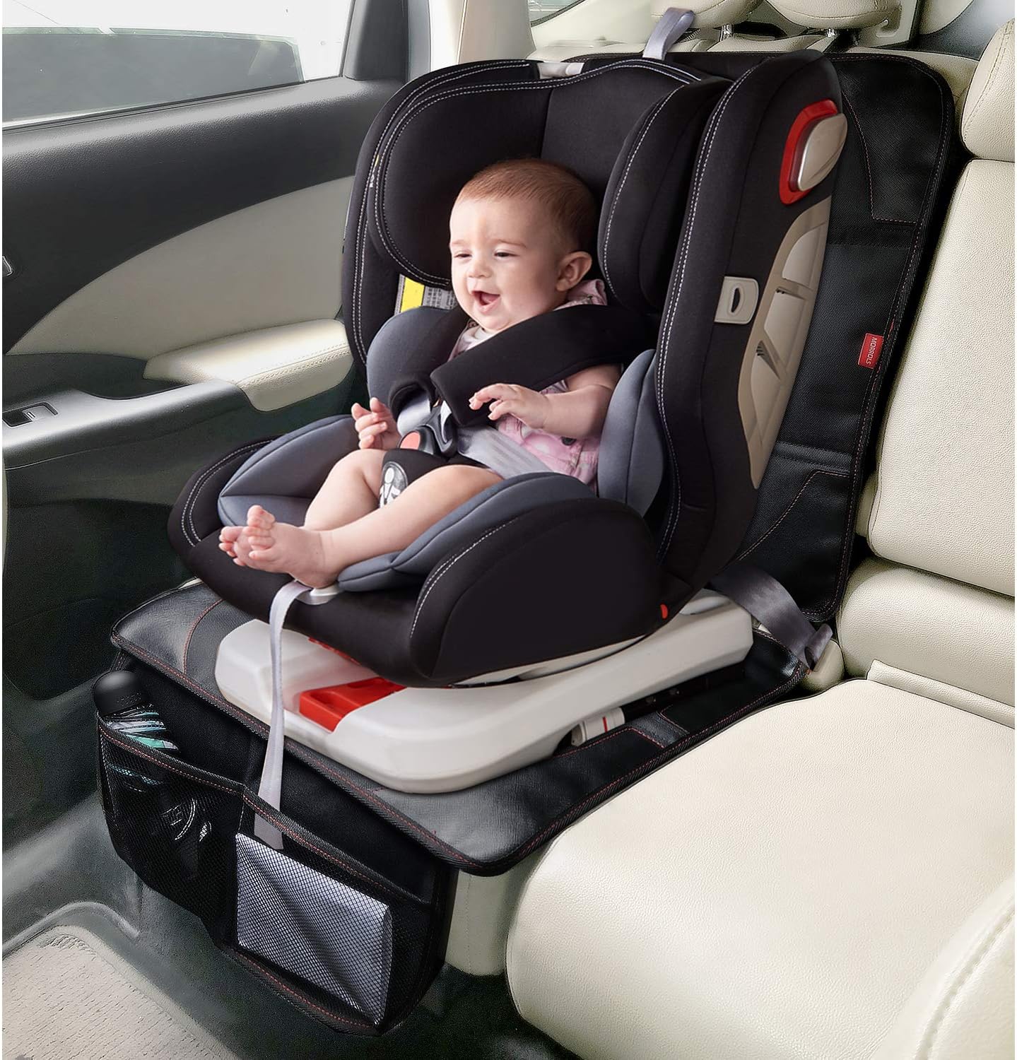 MORROLS Car Seat Protector, 2 Pack Carseat Protector with Thick Padding, Baby/Pets for Child Car Seat-Mesh Pockets-Waterproof-Universal Size(Black)