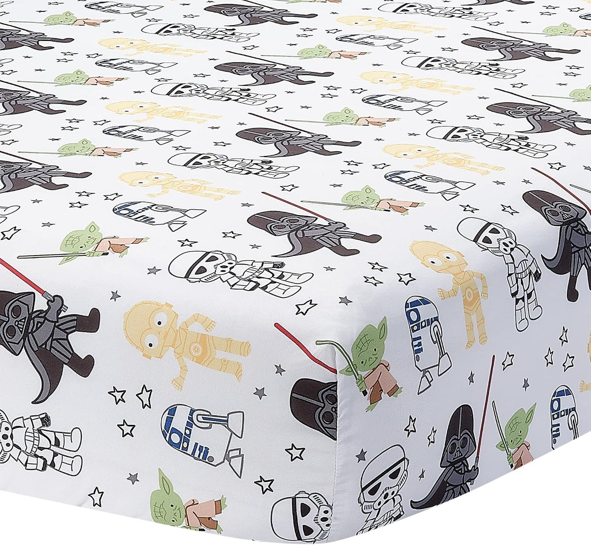 Lambs & Ivy Star Wars Classic Fitted Crib/Toddler Sheet - Yoda/Darth Vader