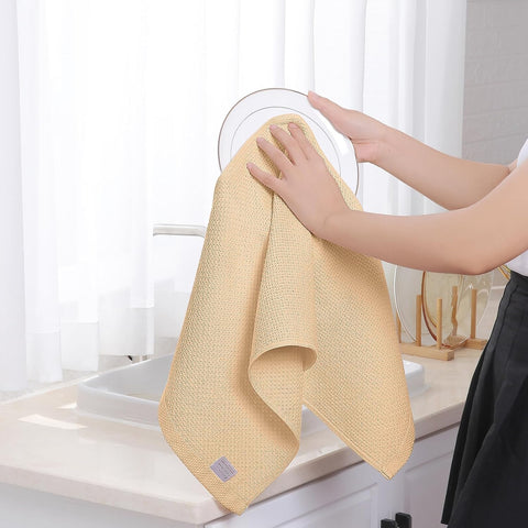 Homaxy 100% Cotton Waffle Weave Kitchen Dish Towels 8-Pack, Apricot