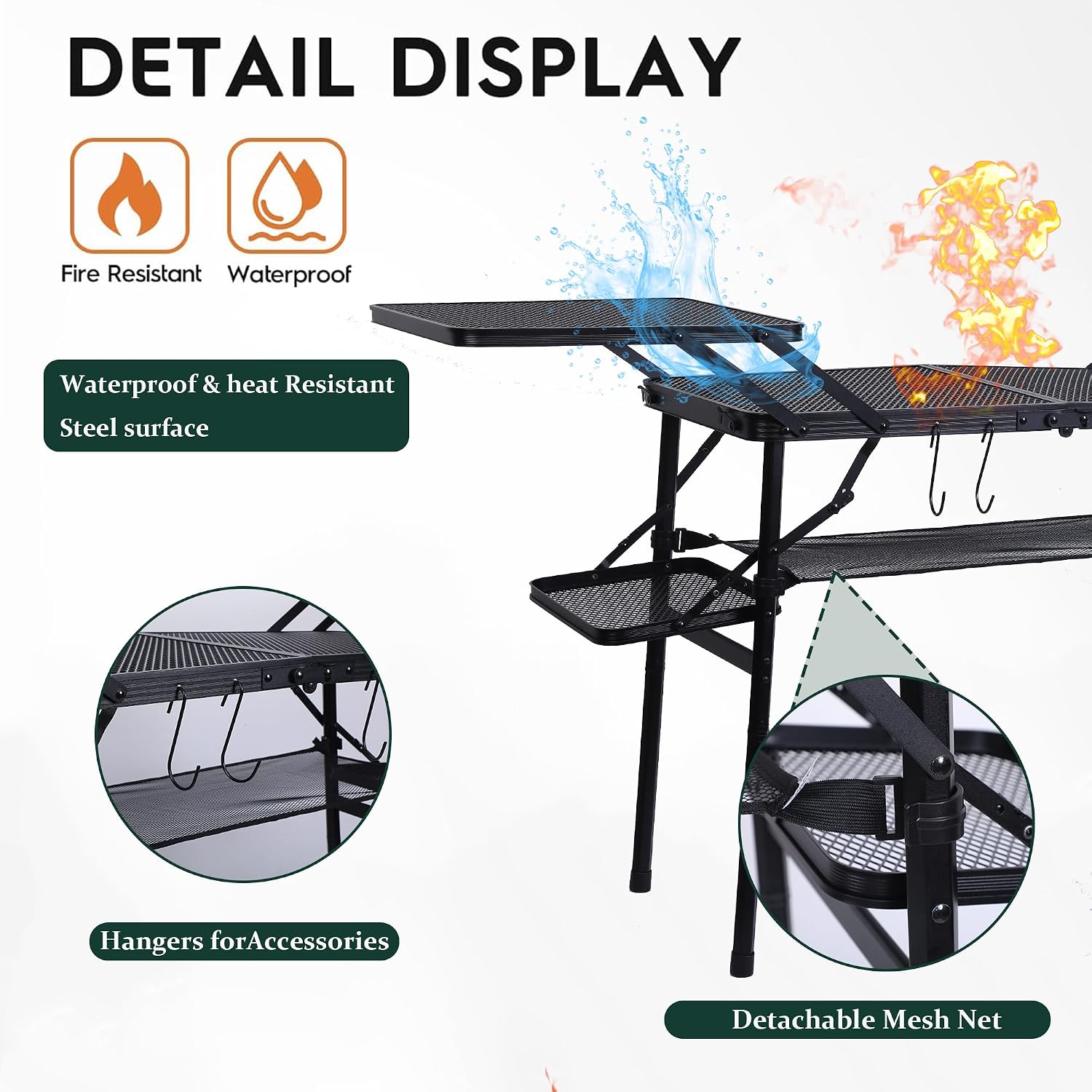 Nice C Camping Metal Table, Compact Outdoor Folding Tailgate Grill Table