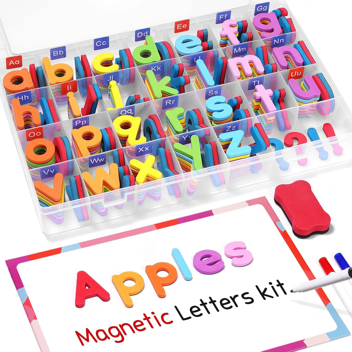 Gamenote Magnetic Alphabet Letters Kit, 238 Pcs with Magnet Board