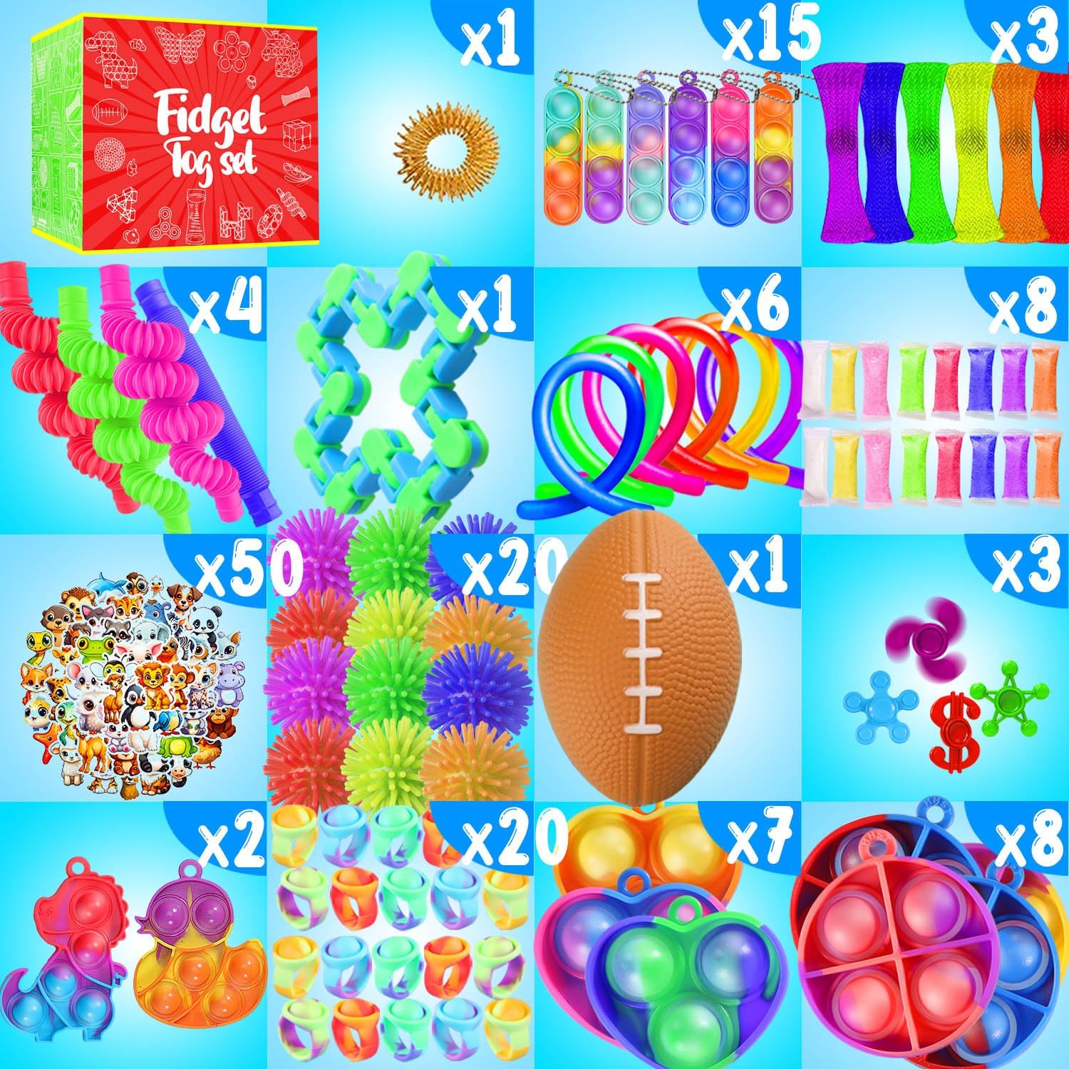 Fidget Toys, 160 Pack Party Favors for Kids 8-12 4-8, Sensory Toys Bulk Autism Autistic, Treasure Box Toys for Classroom, Stocking Stuffers, Goodie Bag Stuffers, Christmas Birthday Gifts Prizes