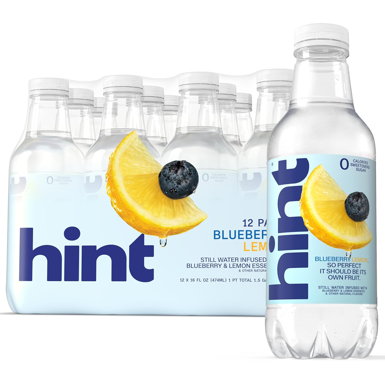 Hint Flavored Water Zero Sugar 0 Calories - Blueberry Lemon (12 pack)
