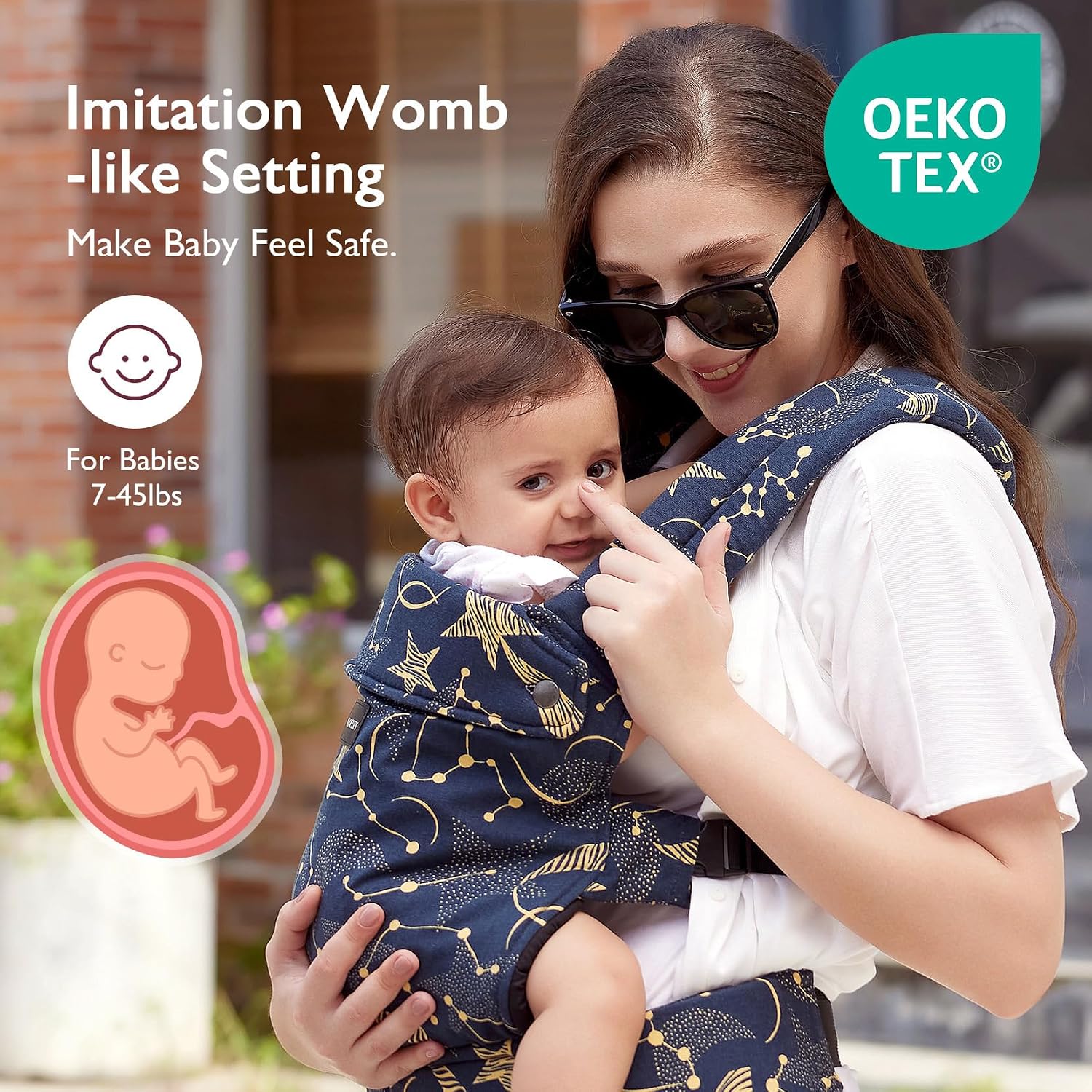 Momcozy PureHug Baby Carrier - Ergonomic, Cozy and Lightweight for 7-45 lbs