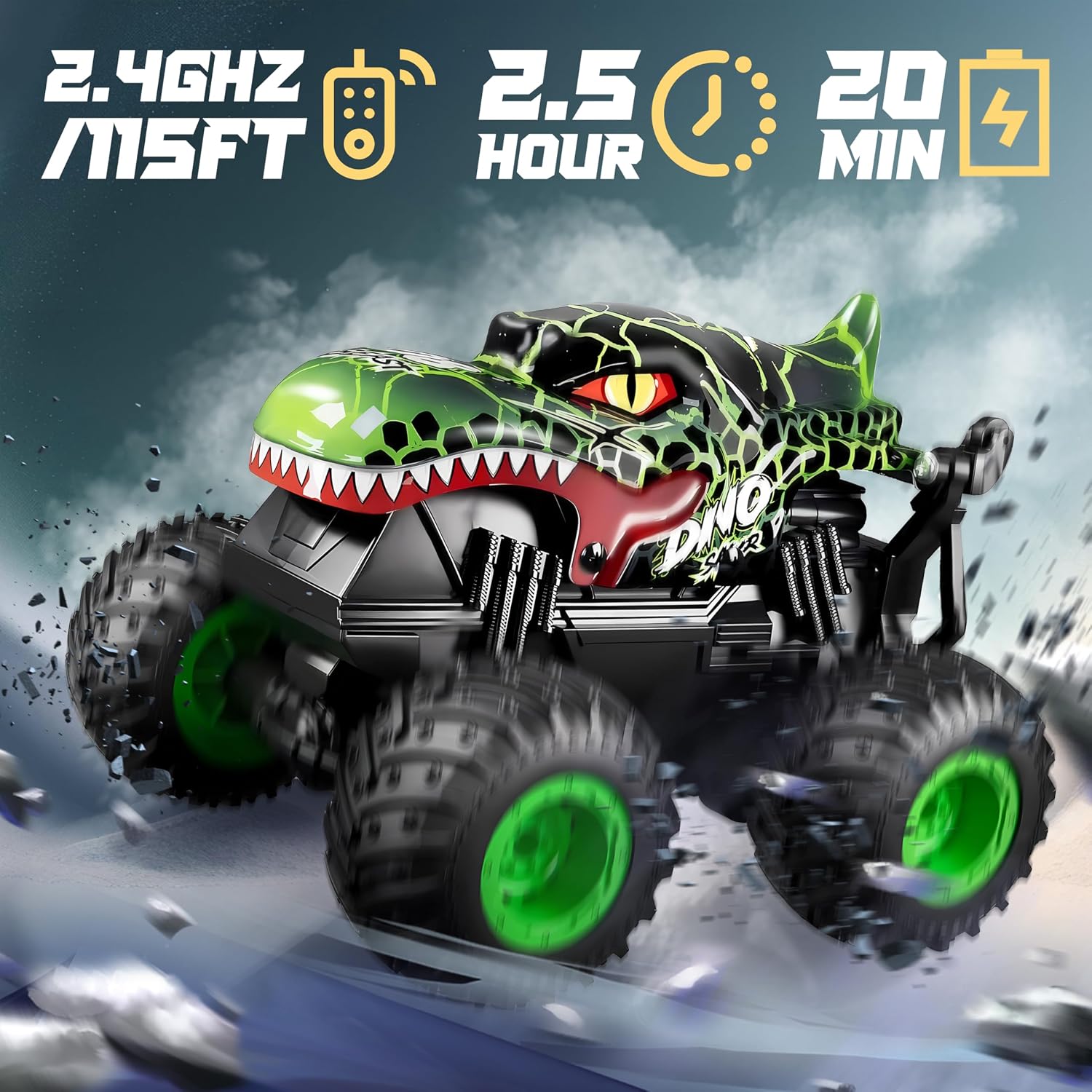 BEZGAR Monster Truck Toys，1:20 Remote Control Car with Light & Music