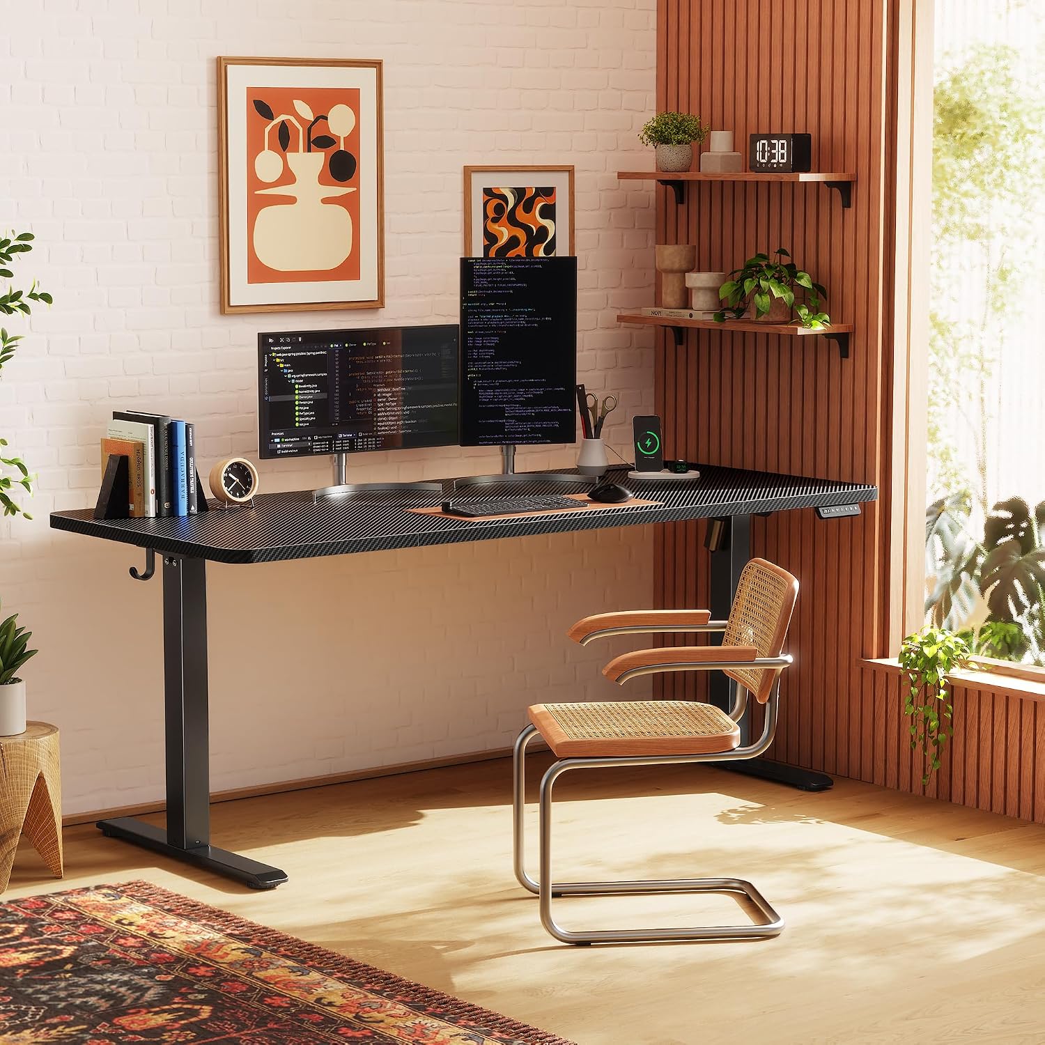 Huuger 63 X 24 Inch Electric Standing Desk with Power Outlets