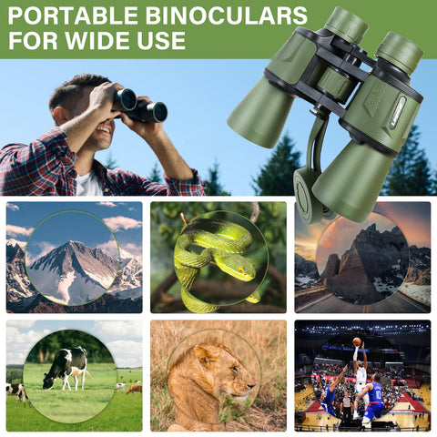 LOGISAF 15x50 HD Binoculars for Adults High Powered - Large View Compact Binoculars with Low Light Vision, Waterproof Binoculars for Bird Watching, Hunting, Hiking Travel Essentials with Carrying Bag