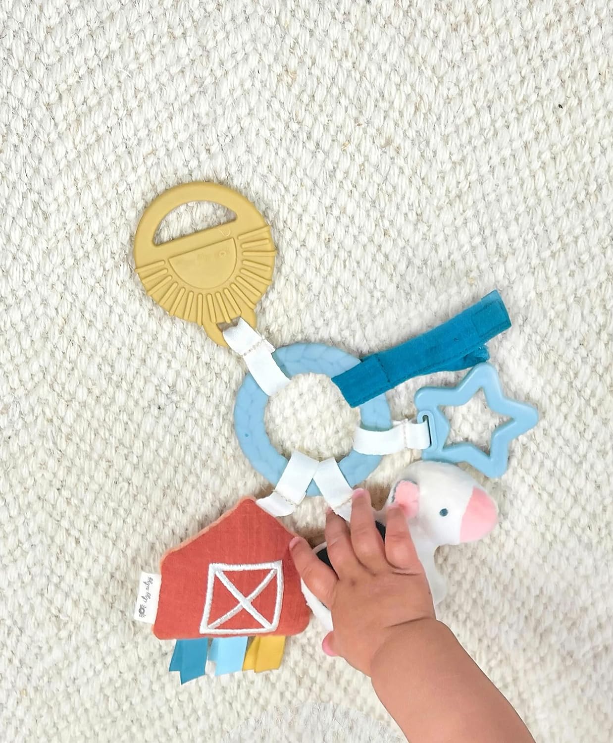 Itzy Ritzy Farm Toy Gift Set - Includes Cow Lovey & Farm-Themed Busy Ring